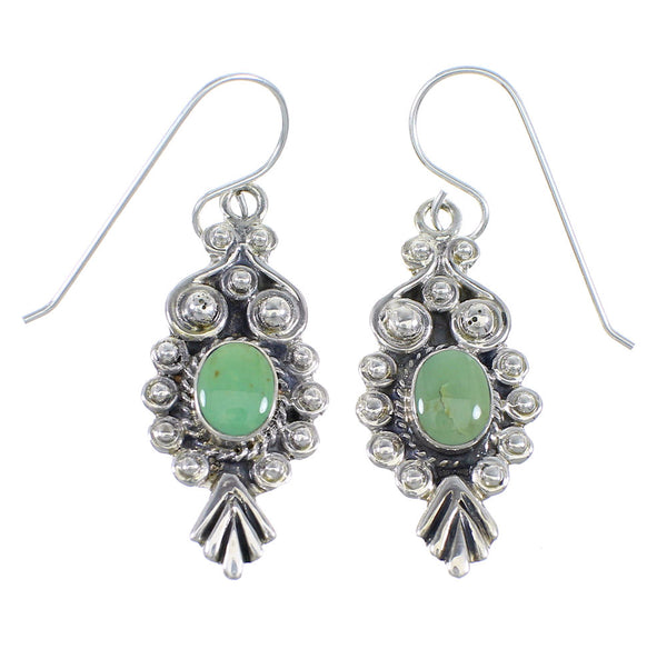 Southwestern Turquoise And Silver Hook Dangle Earrings RX54637